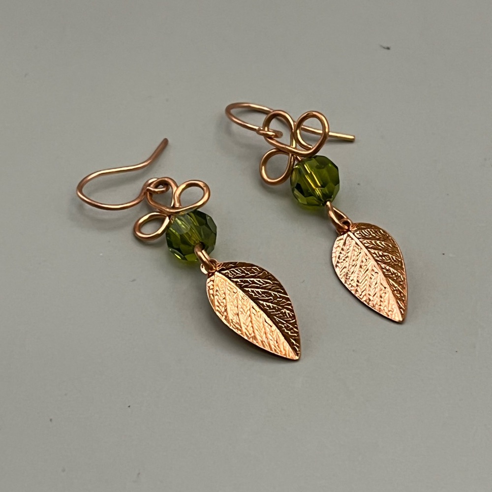 Copper and Green Nature-Inspired Earrings